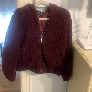 Burgundy teddy jacket - worn 3-4 times